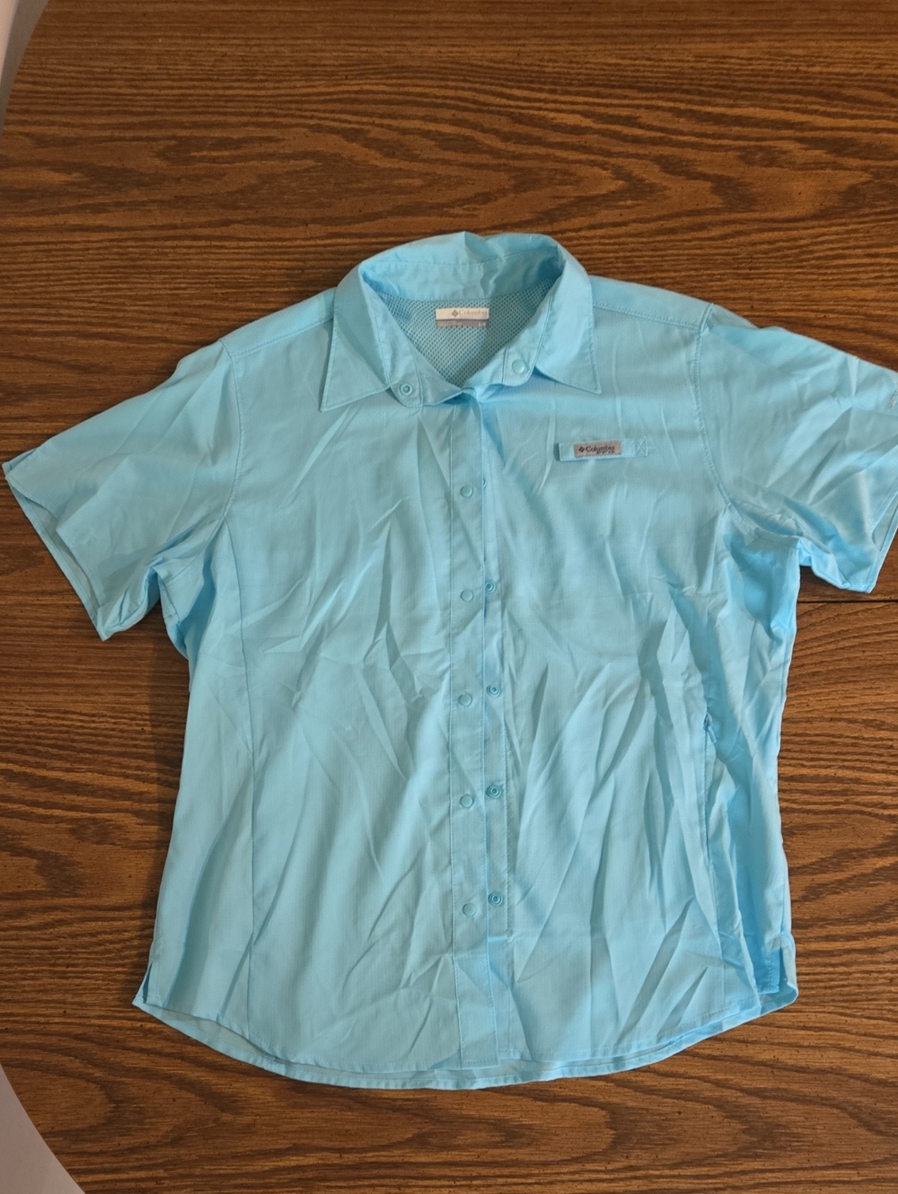 Columbia Light Blue Short-Sleeve Button-Down Shirt